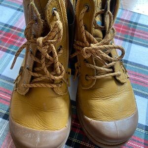Palladium Kids Mustard Yellow Lace-Up Ankle Boots